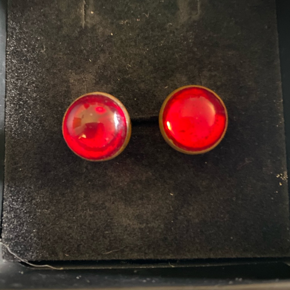 Red and Brass Cuff Links